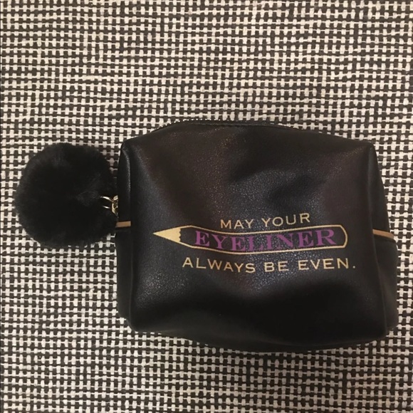 HOST PICK-  “may your eyeliner always be even.” Small zip pouch with pompom - Picture 2 of 8